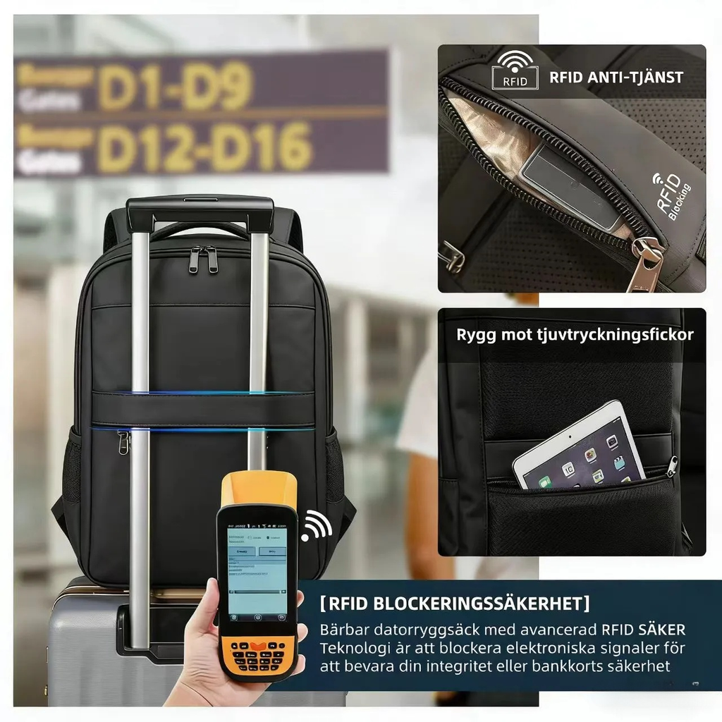 NuvinPack™  Vattentät anti-tjuv ryggsäck