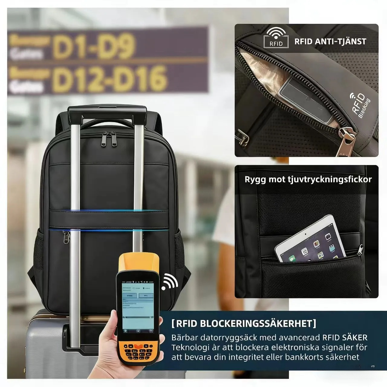 NuvinPack™  Vattentät anti-tjuv ryggsäck