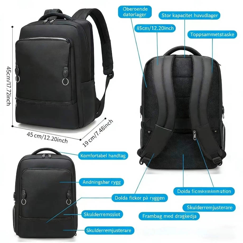 NuvinPack™  Stöldsäker laptopryggsäck